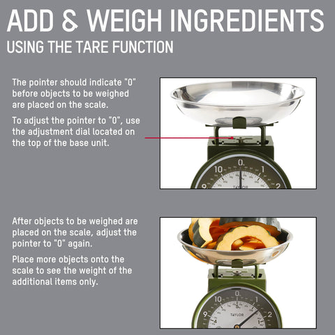 Taylor scale weighing flour during baking to illustrate precise portioning