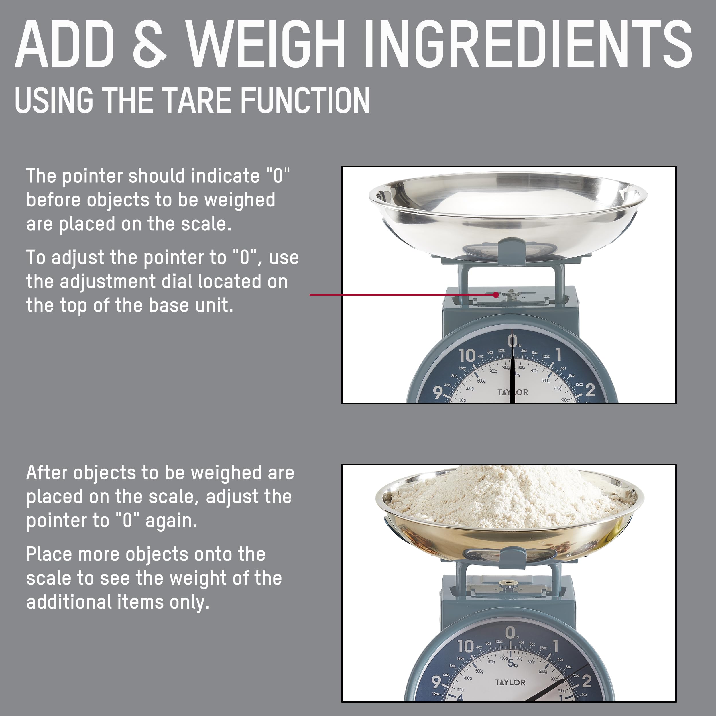 Taylor stainless steel bowl close-up, removable for easy cleaning