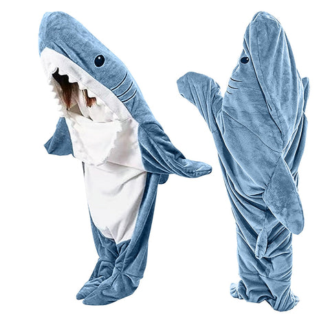 TBGENIUS front view of shark onesie showing full coverage and fun design