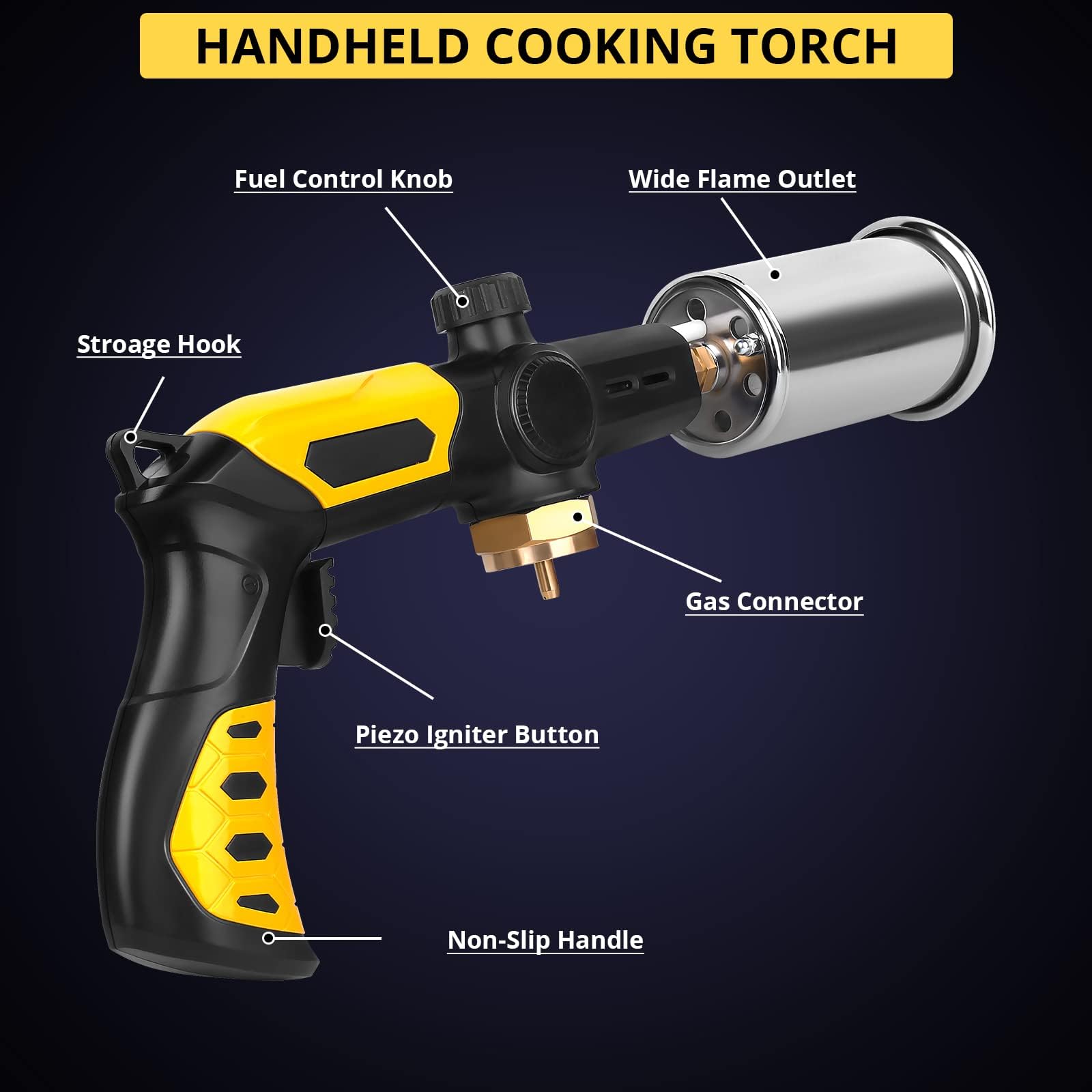 TBTeek torch producing strong flame searing steak for fast browning