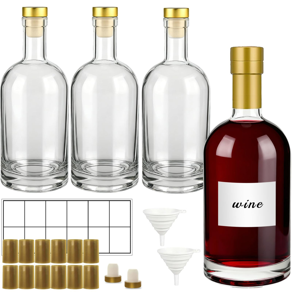 TBWIND front view of four clear bottles showing neat packaging benefit