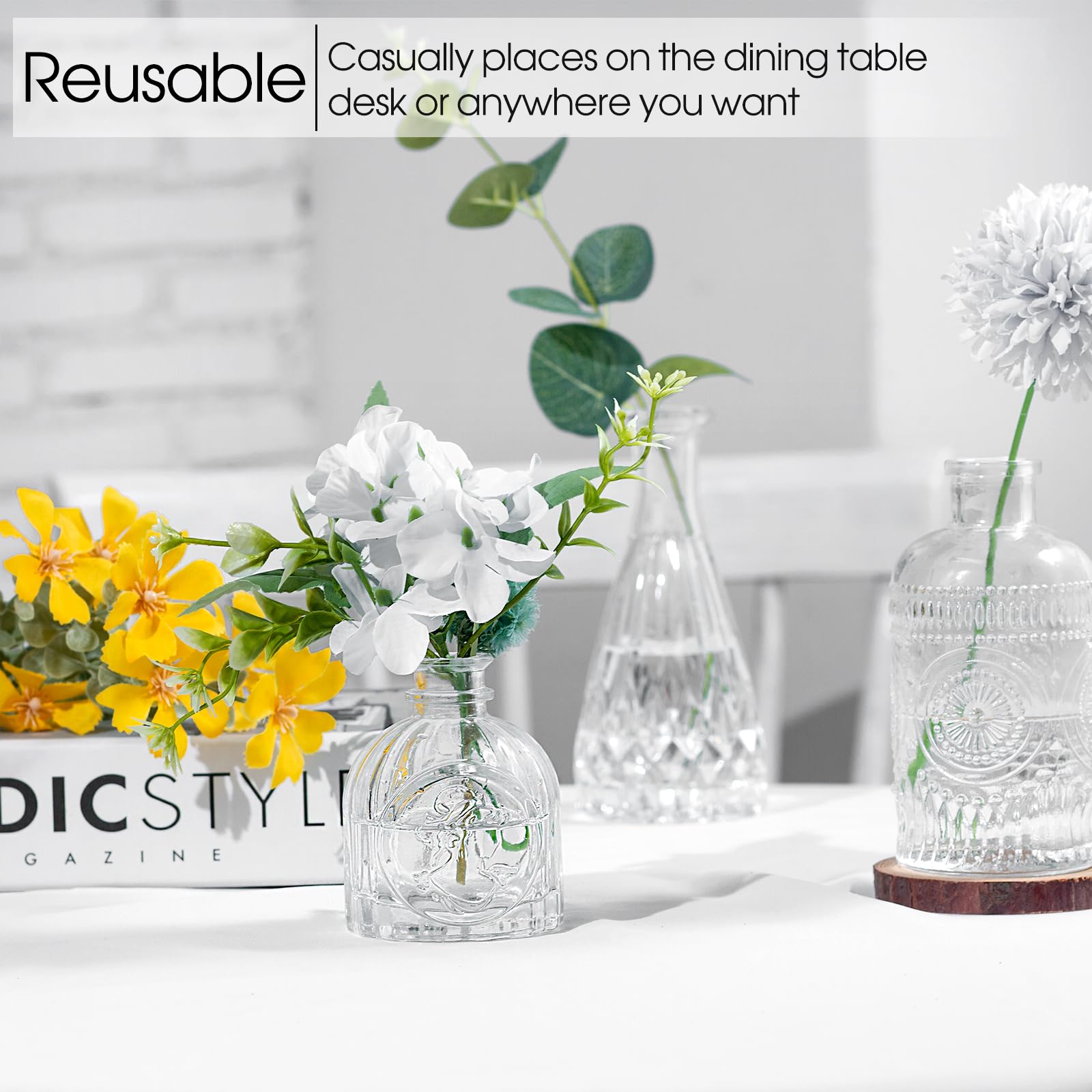 TBWIND multiple vases arranged as a centerpiece adding cohesive vintage charm