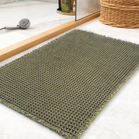 tchdio front view of 24x36 waffle bath mat showing style and coverage