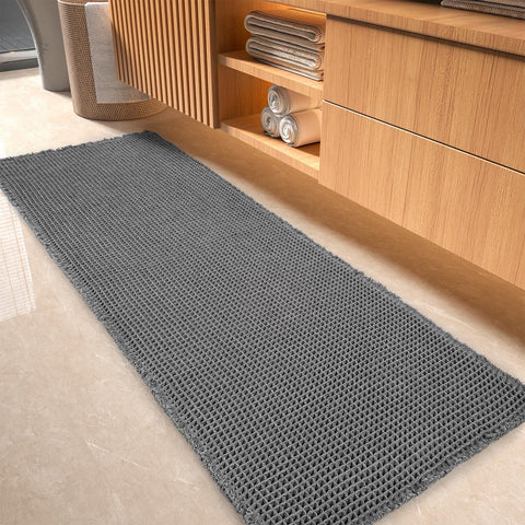 tchdio waffle runner front view showing full 2x6 rug and clean styling benefit