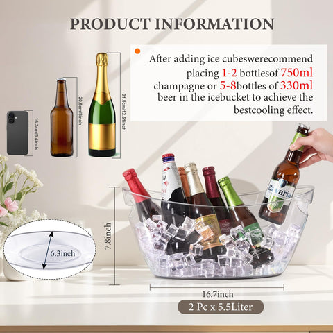 tchrules buckets on party table chilling bottles for easy guest access