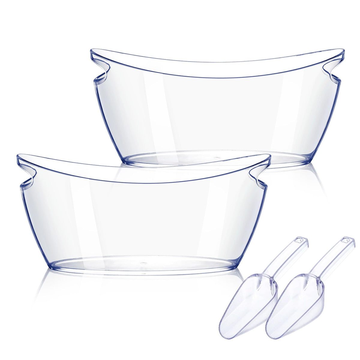 tchrules clear ice bucket front view shows capacity and elegant display benefit