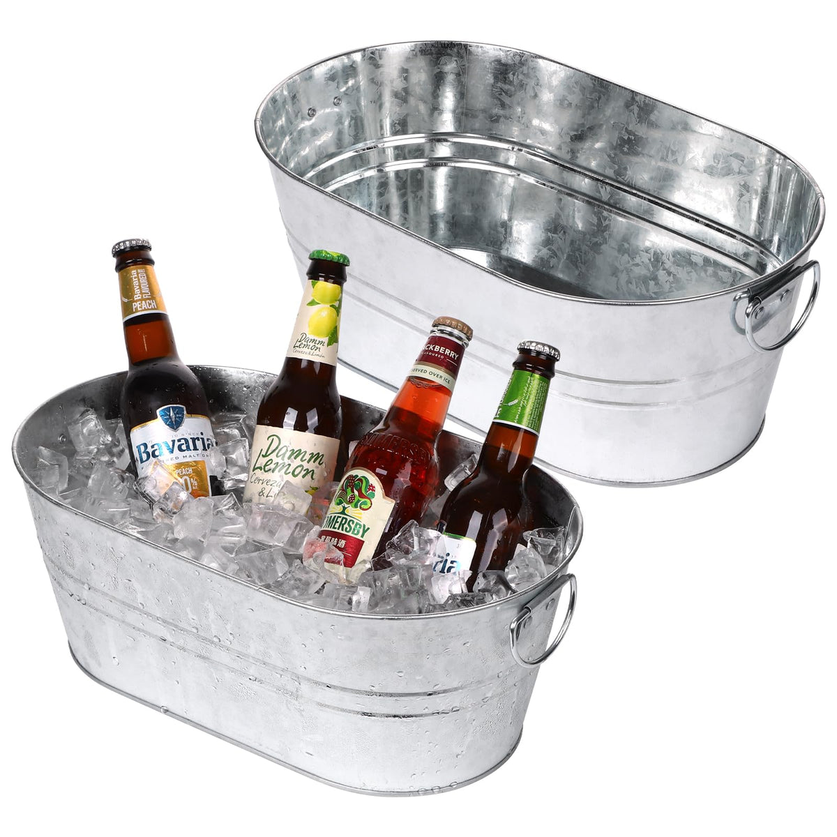 tchrules front view of galvanized beverage tub showing durable finish and capacity