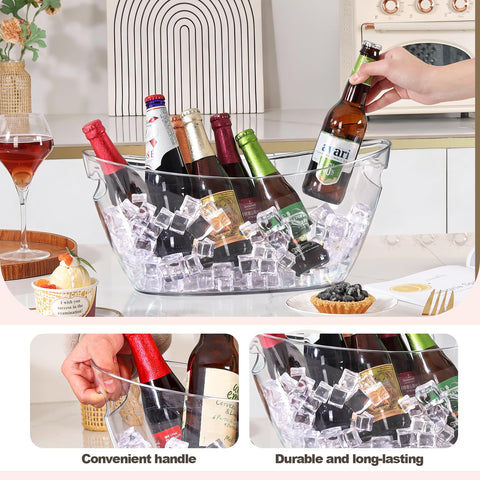 tchrules bucket beside champagne bottles showing scale and placement guidance