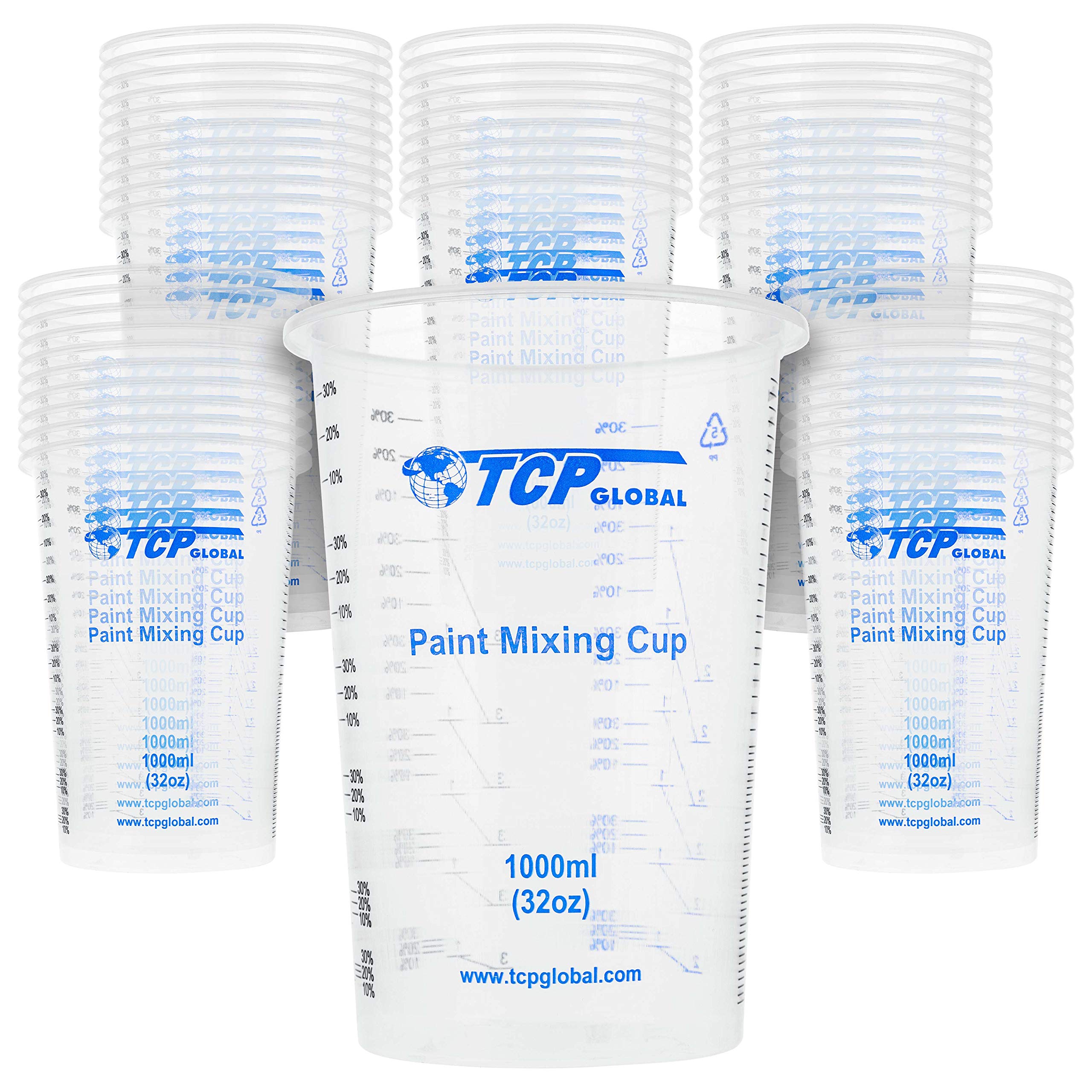 TCP Global front pack of 50 32oz cups showing quantity and capacity, ensuring ready supply