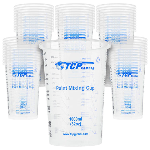 TCP Global front pack of 50 32oz cups showing quantity and capacity, ensuring ready supply