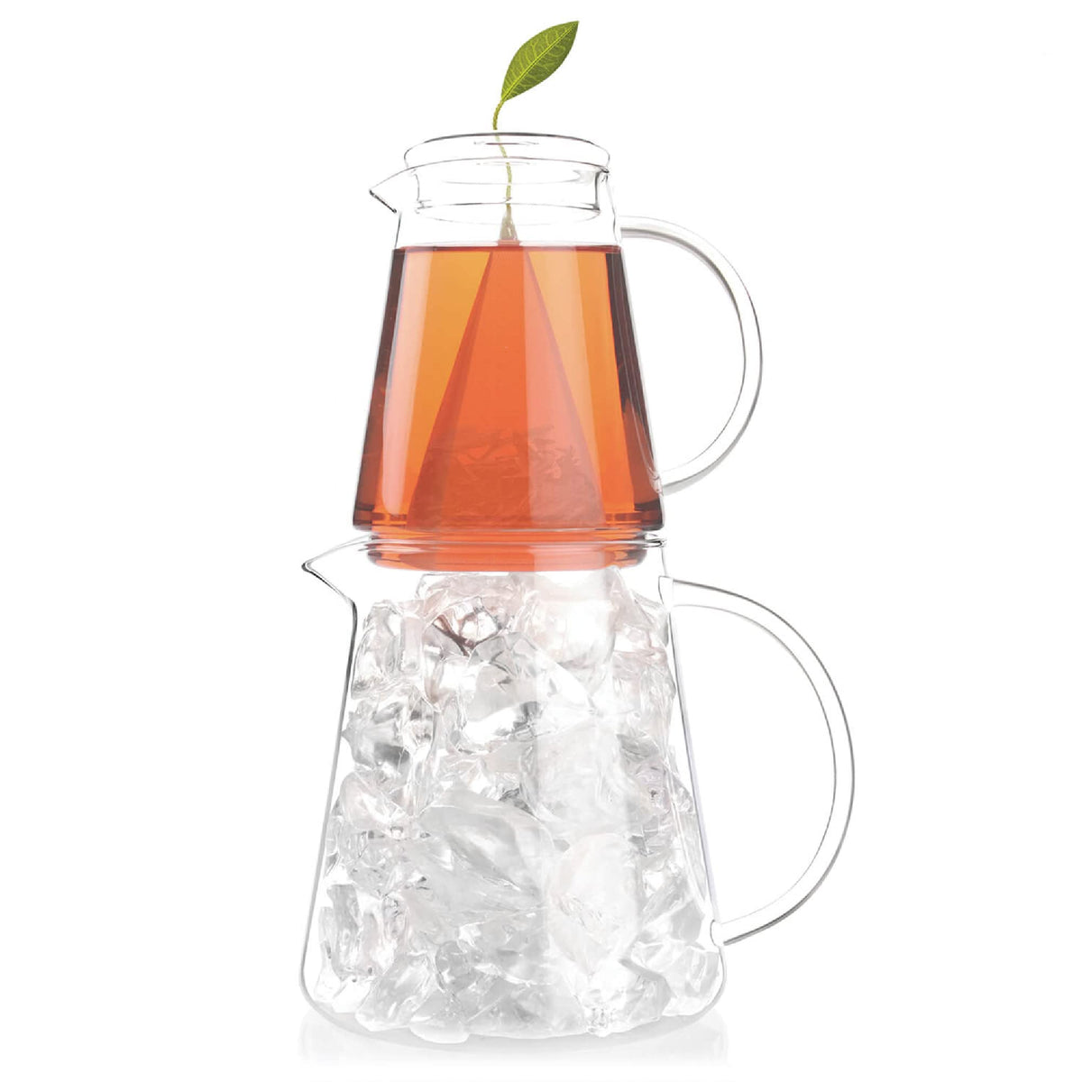 Tea Forte front view of two-piece Steep & Chill set showing elegant glass presentation and freshness