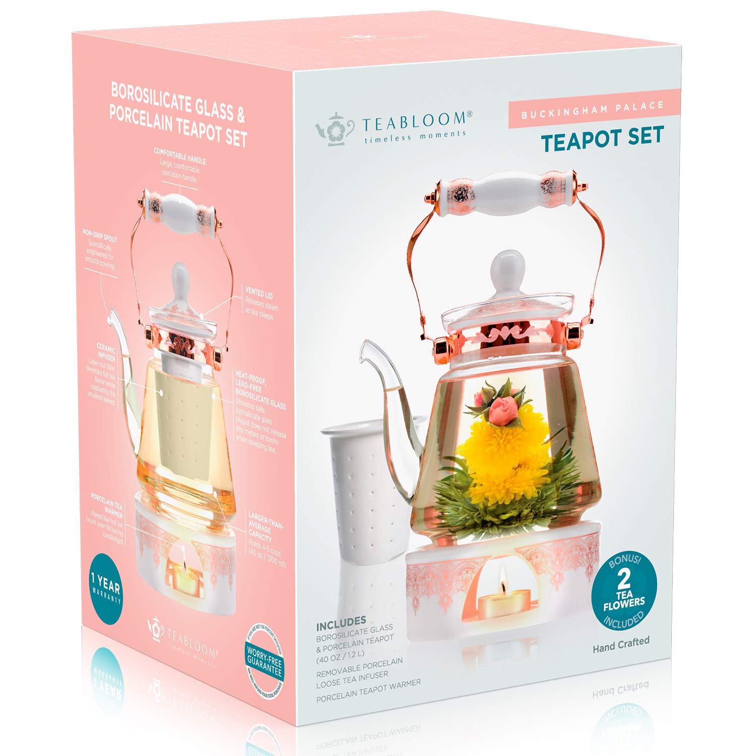 Teabloom blooming tea unfurling inside pot for a striking visual display