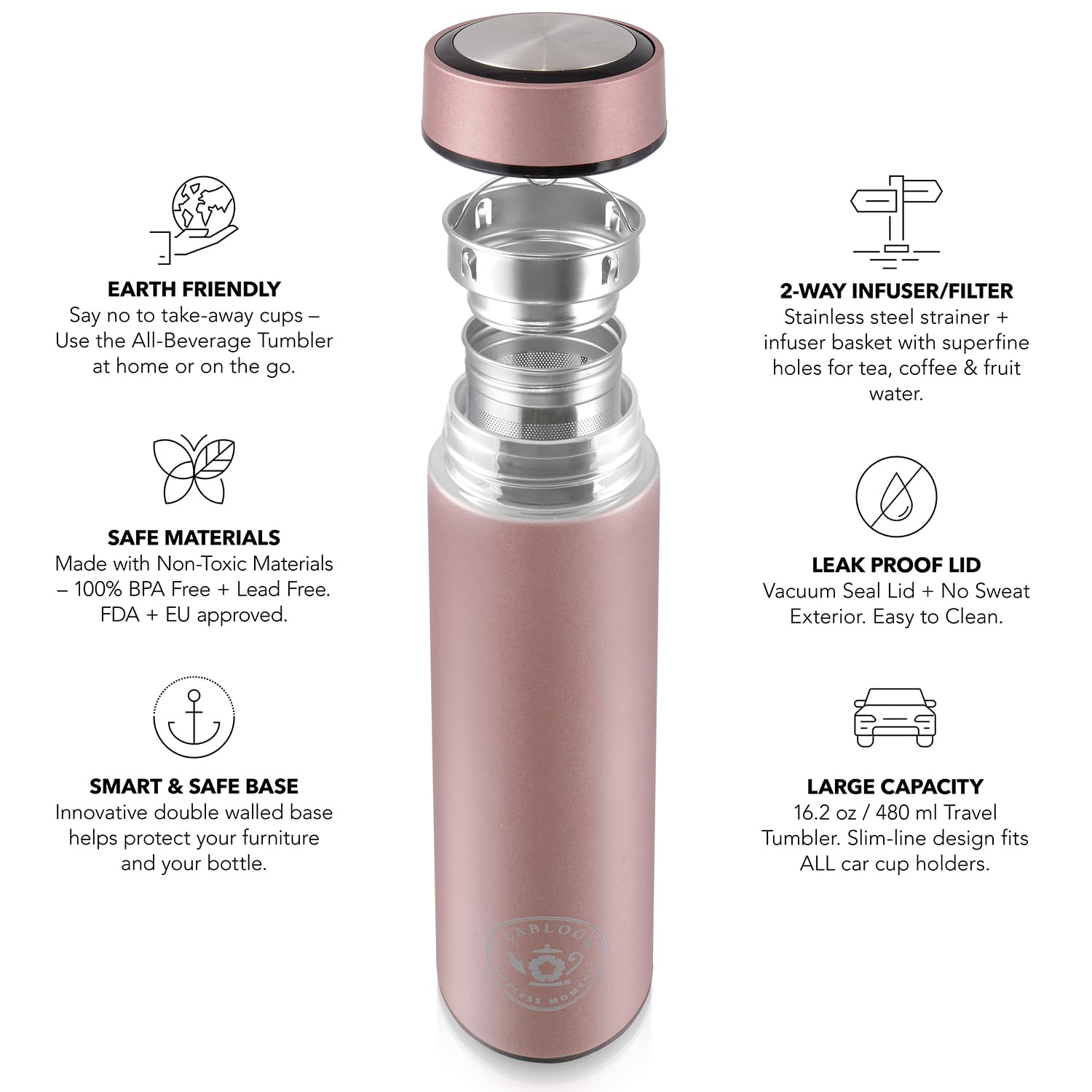 Teabloom Cosmopolitan .5mm mesh filter close-up ensuring finer brew clarity