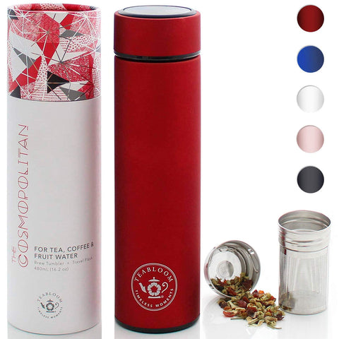 Teabloom Cosmopolitan front packaging in ruby red showing premium gift-ready box