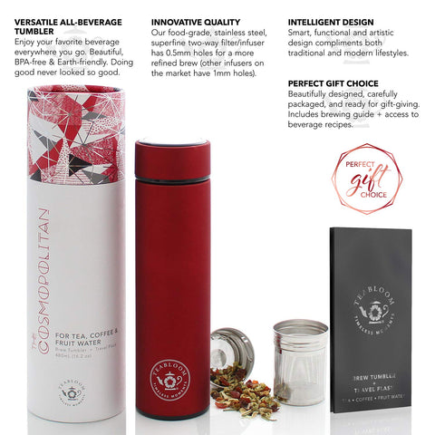 Teabloom Cosmopolitan lid and spout detail preventing spills during travel