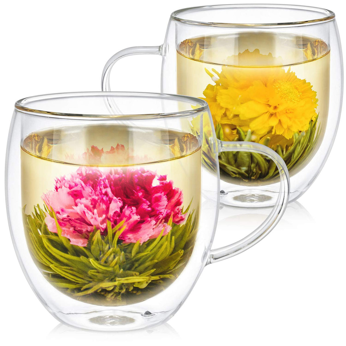 Teabloom front view of two mugs showcasing elegant insulation and visual appeal