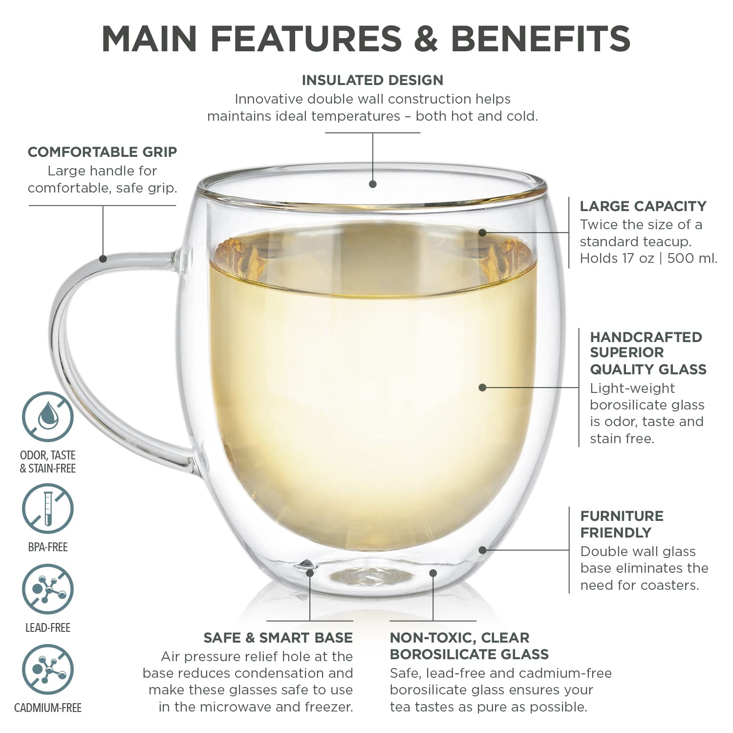 Teabloom handle and grip view demonstrating comfortable cool-touch benefit
