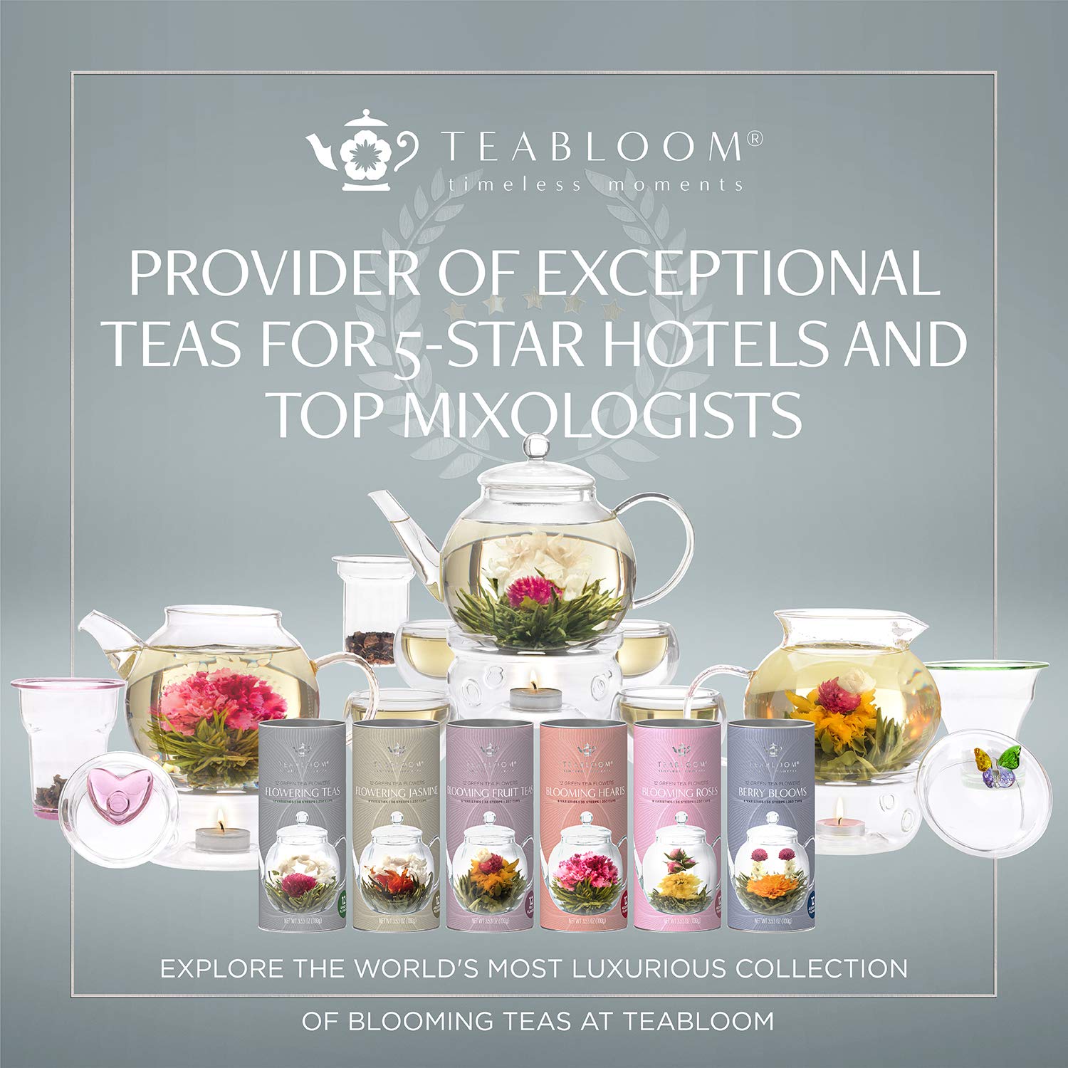 Teabloom gift set packaging and accessories ready to present