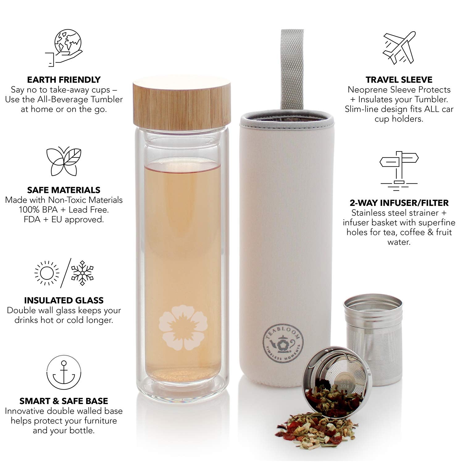 Teabloom Pathfinder close-up of stainless infuser basket demonstrating simple removable brewing