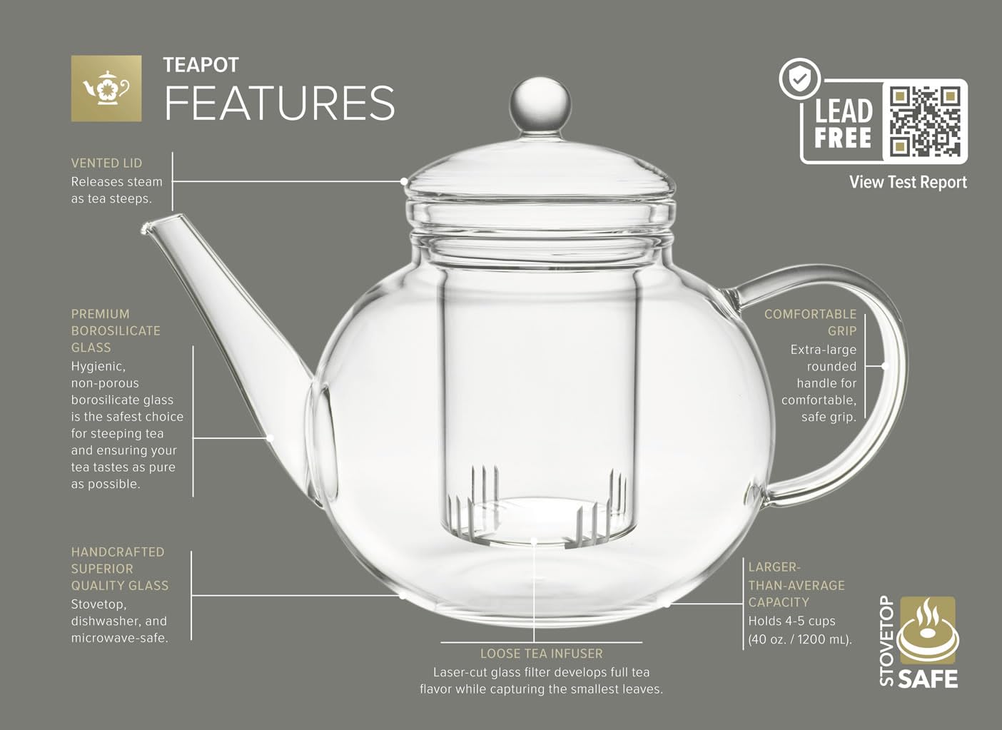 Teabloom pouring action highlighting non-drip spout for smooth, spill-free serving