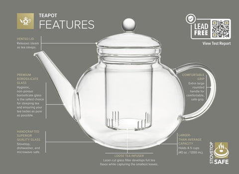 Teabloom pouring action highlighting non-drip spout for smooth, spill-free serving