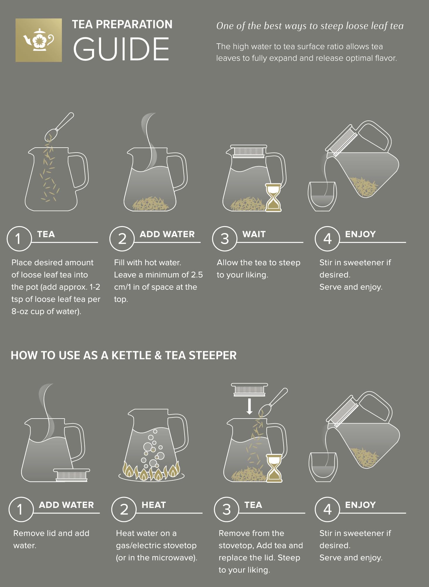 Teabloom pouring steaming tea smoothly into a cup for convenience