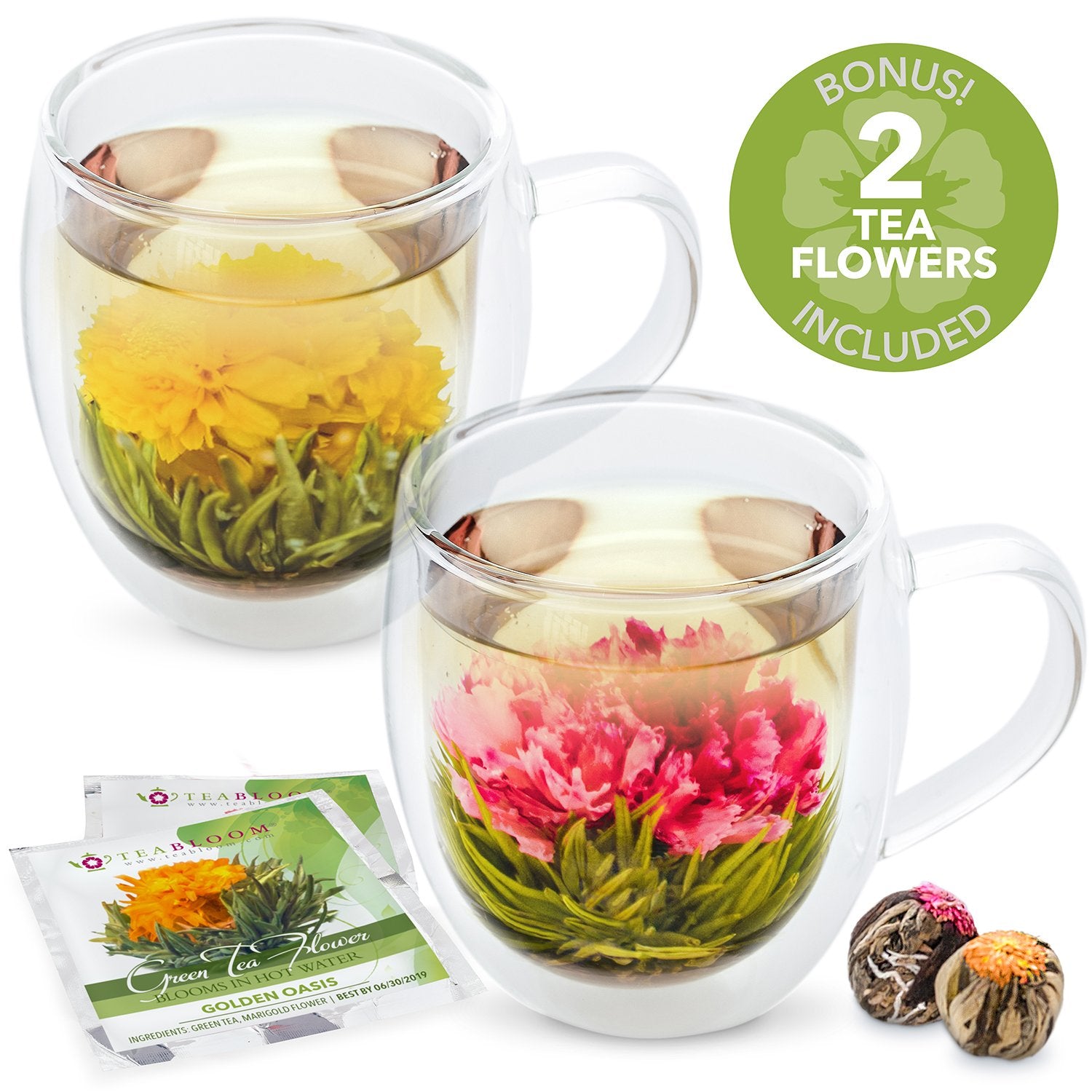 Teabloom side profile illustrating 17 oz size and generous serving benefit