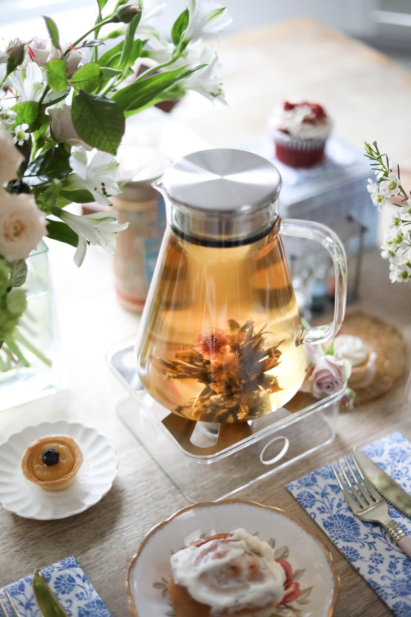 Teabloom teapot on stovetop heating water quickly and safely