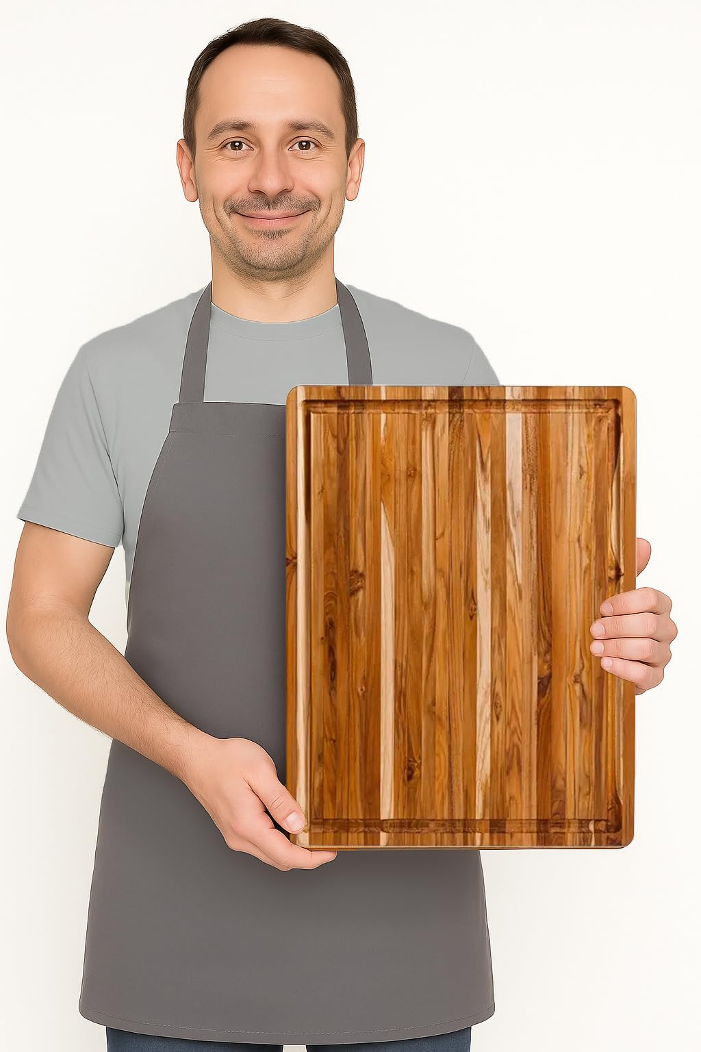 Teakhaus edge-grain close-up showing durable grain that’s gentle on knife edges