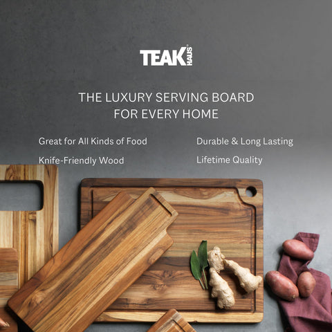 Teakhaus edge-grain texture close-up that protects knives and resists wear