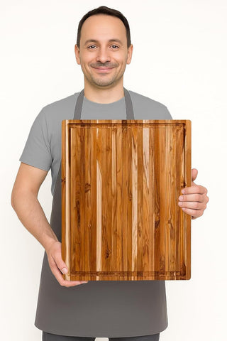 Teakhaus hand grip detail for safe carrying and easy tabletop transfer benefit