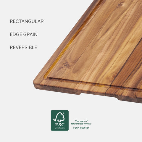 Teakhaus reversible sides displayed, offering prep side and presentation side