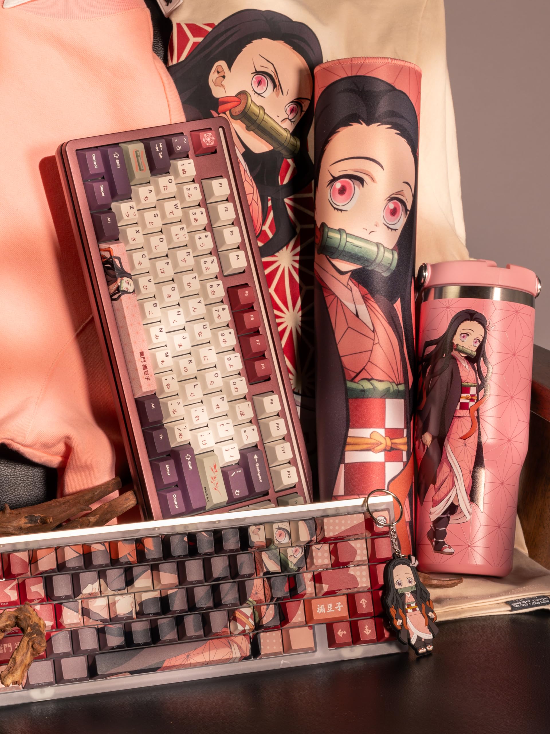 Team Liquid Nezuko beside a water bottle showing 30 oz size comparison