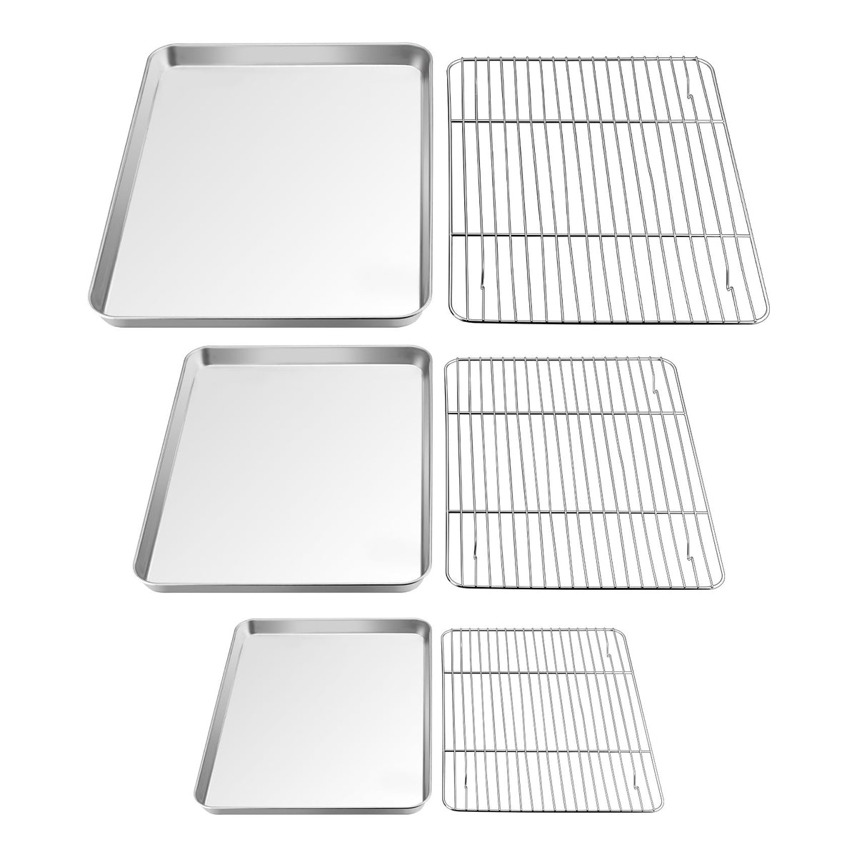 TeamFar full set front view showing three pans and three racks for versatile cooking