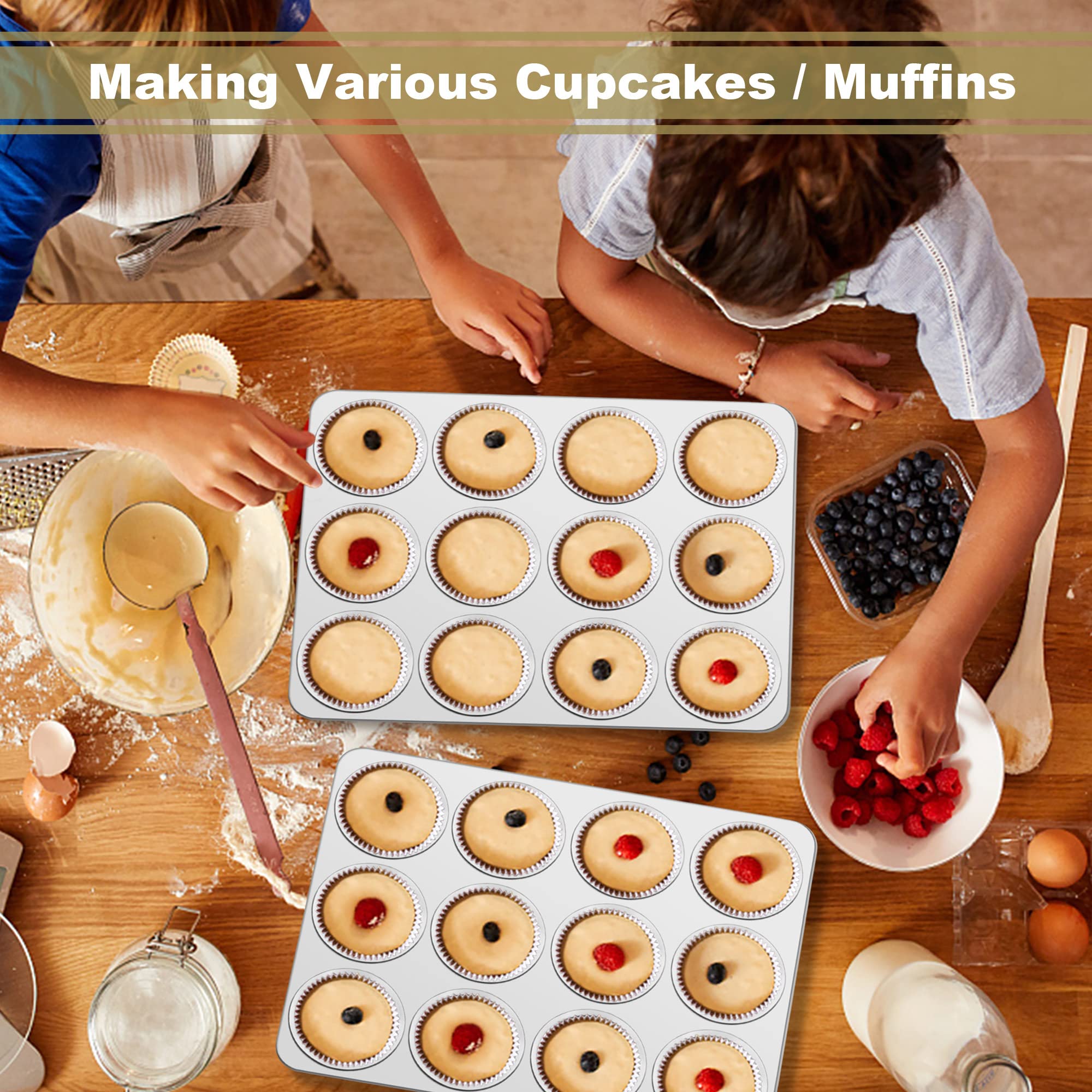 TeamFar muffin pan beside a ruler showing dimensions for accurate portion planning