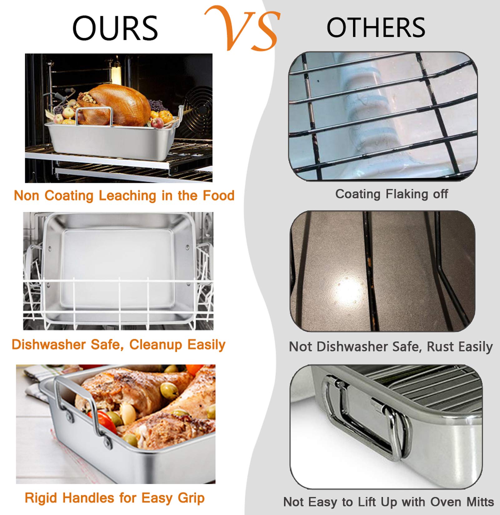 TeamFar roasting pan in oven showing even browning performance