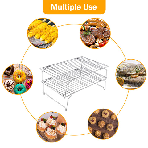TeamFar rack beside a baking sheet for size comparison and oven-compatibility reassurance