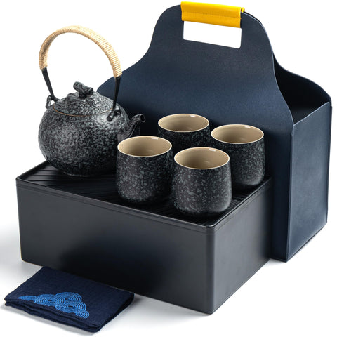 TEANAGOO front view of full tea set showing elegant stone-glaze finish and complete kit benefits