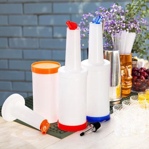 Tebery color-coded bottles lined up for fast ingredient identification