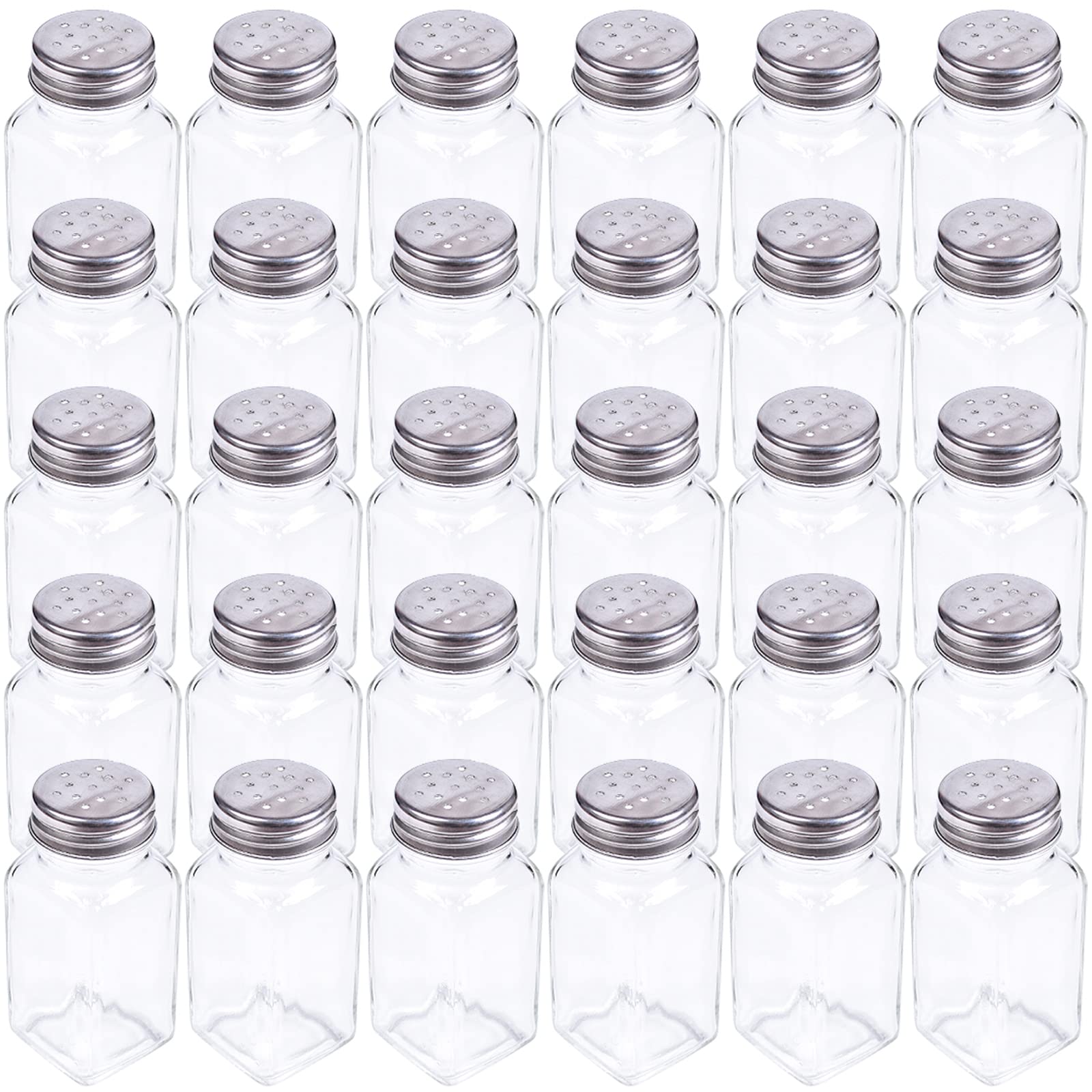 Tebery front view of 30-pack glass shakers showing neat presentation and easy access