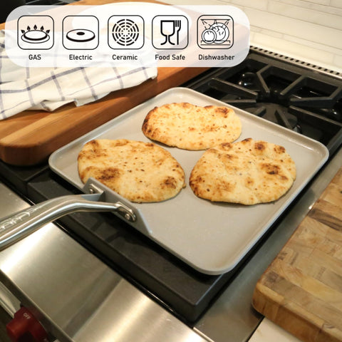 TECHEF ceramic surface close-up showing smooth nonstick texture for easy release