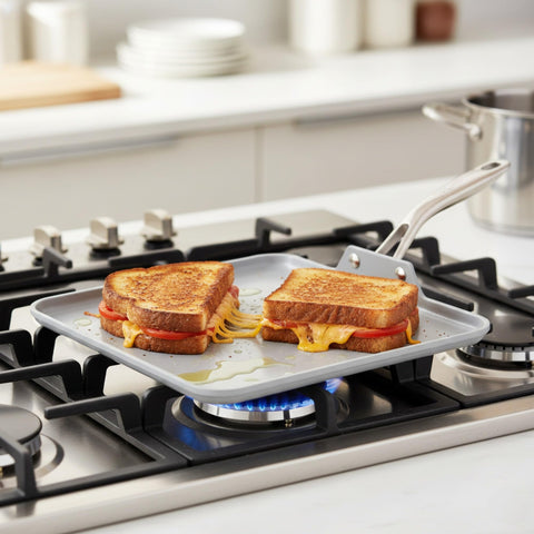 TECHEF bacon being flipped using low walls for effortless turning benefit
