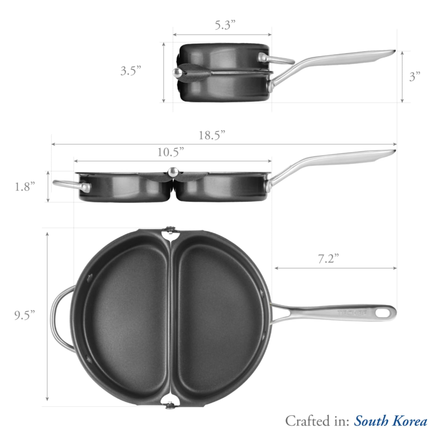TECHEF pan beside an egg for scale showing compact, space-saving size
