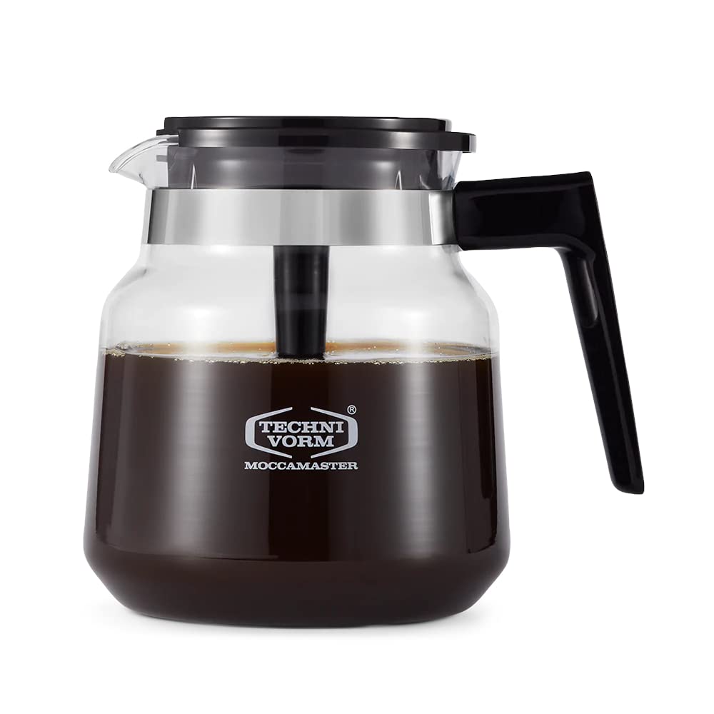 Technivorm Moccamaster front view of glass carafe showing 1.25L capacity and clear markings