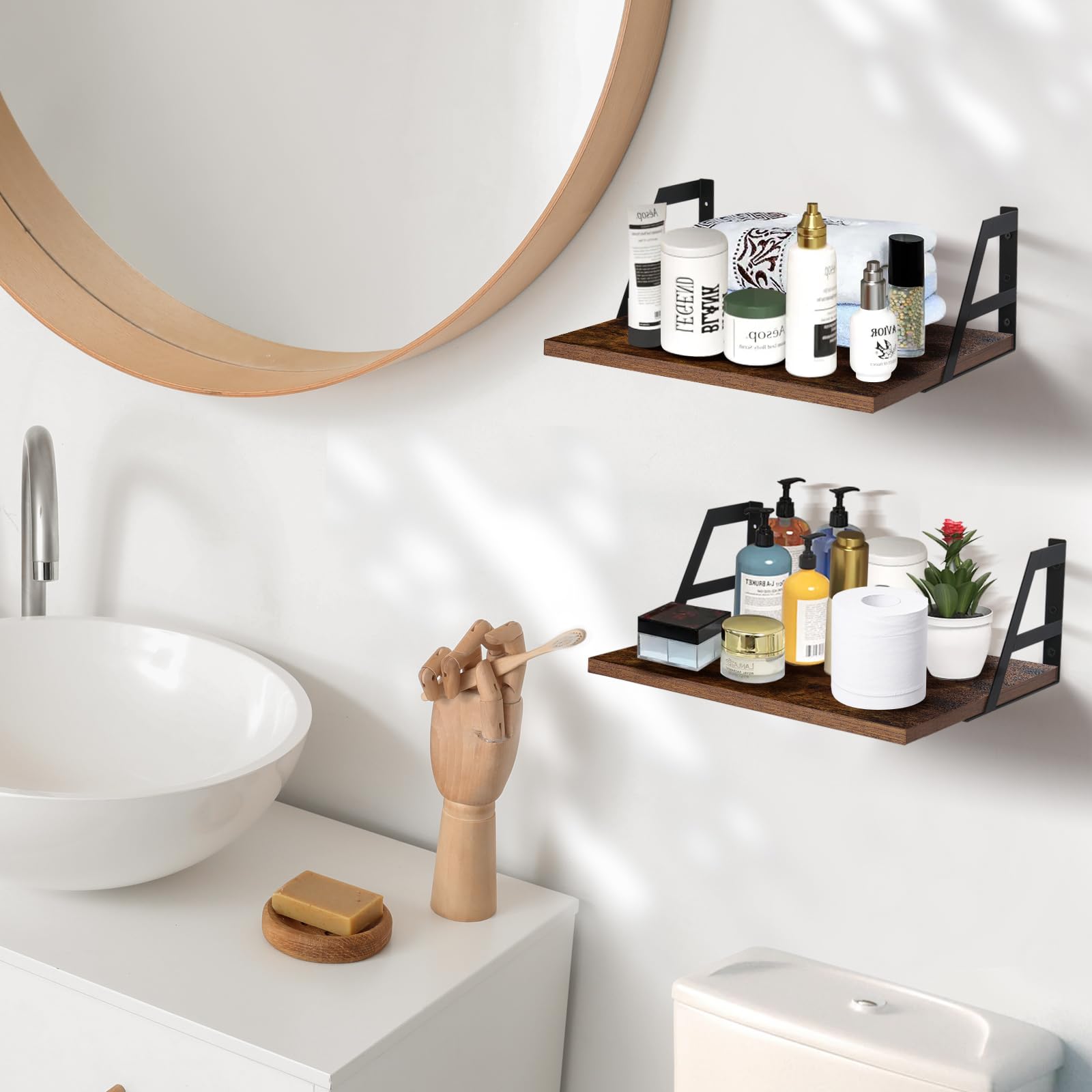 Tectocker-DOU shelves mounted in a kitchen, displaying practical storage and style benefit