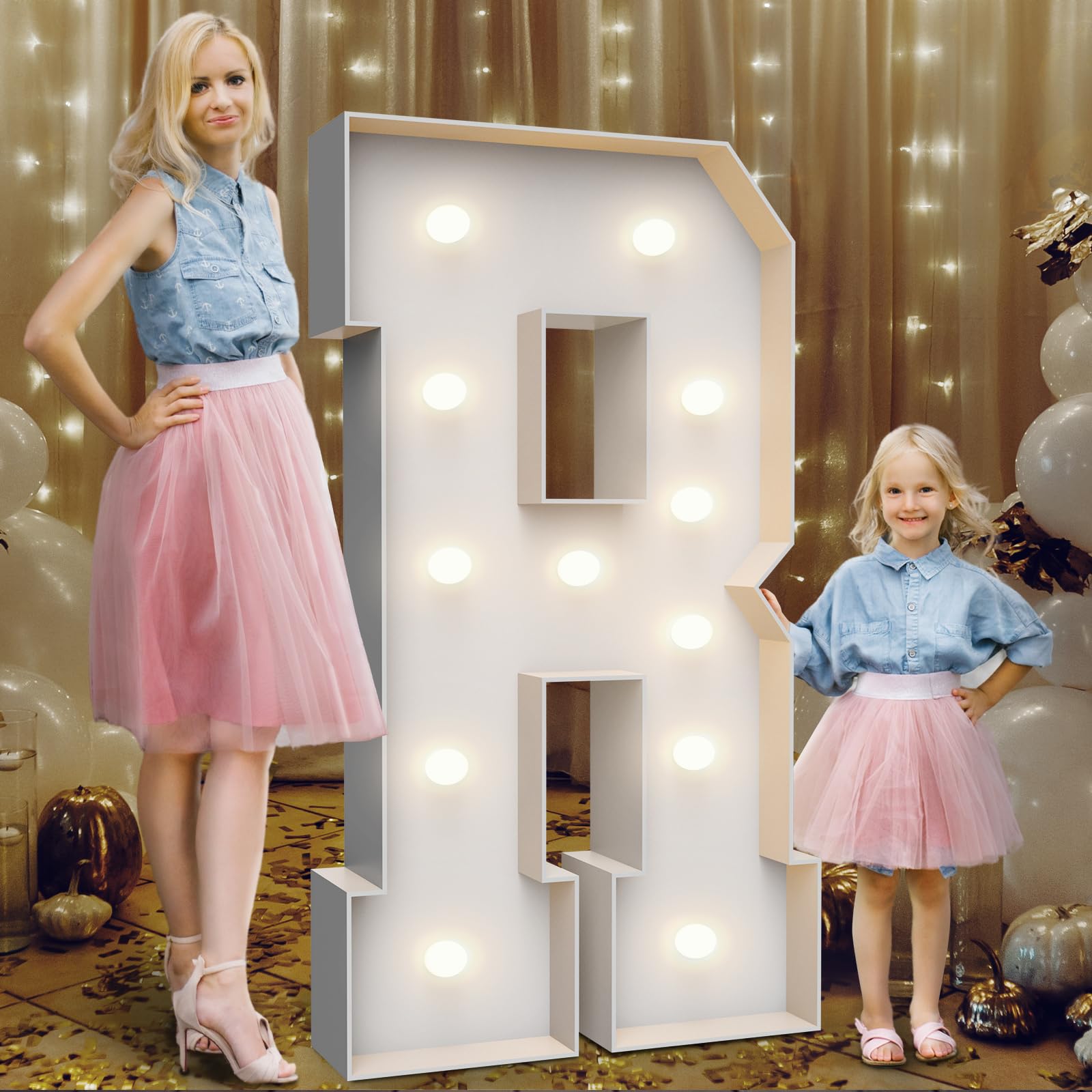 Teebloom marquee letter R front view showing bold illuminated display benefit