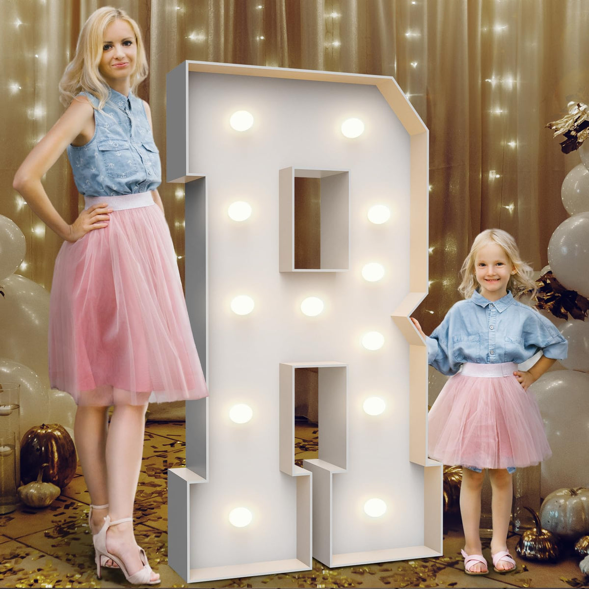 Teebloom marquee letter R front view showing bold illuminated display benefit