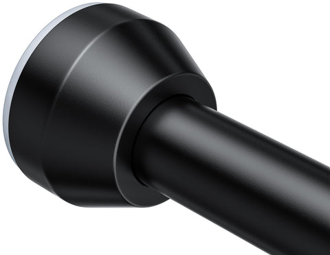 TEECK front view of black shower rod showing sleek finish and easy install benefit