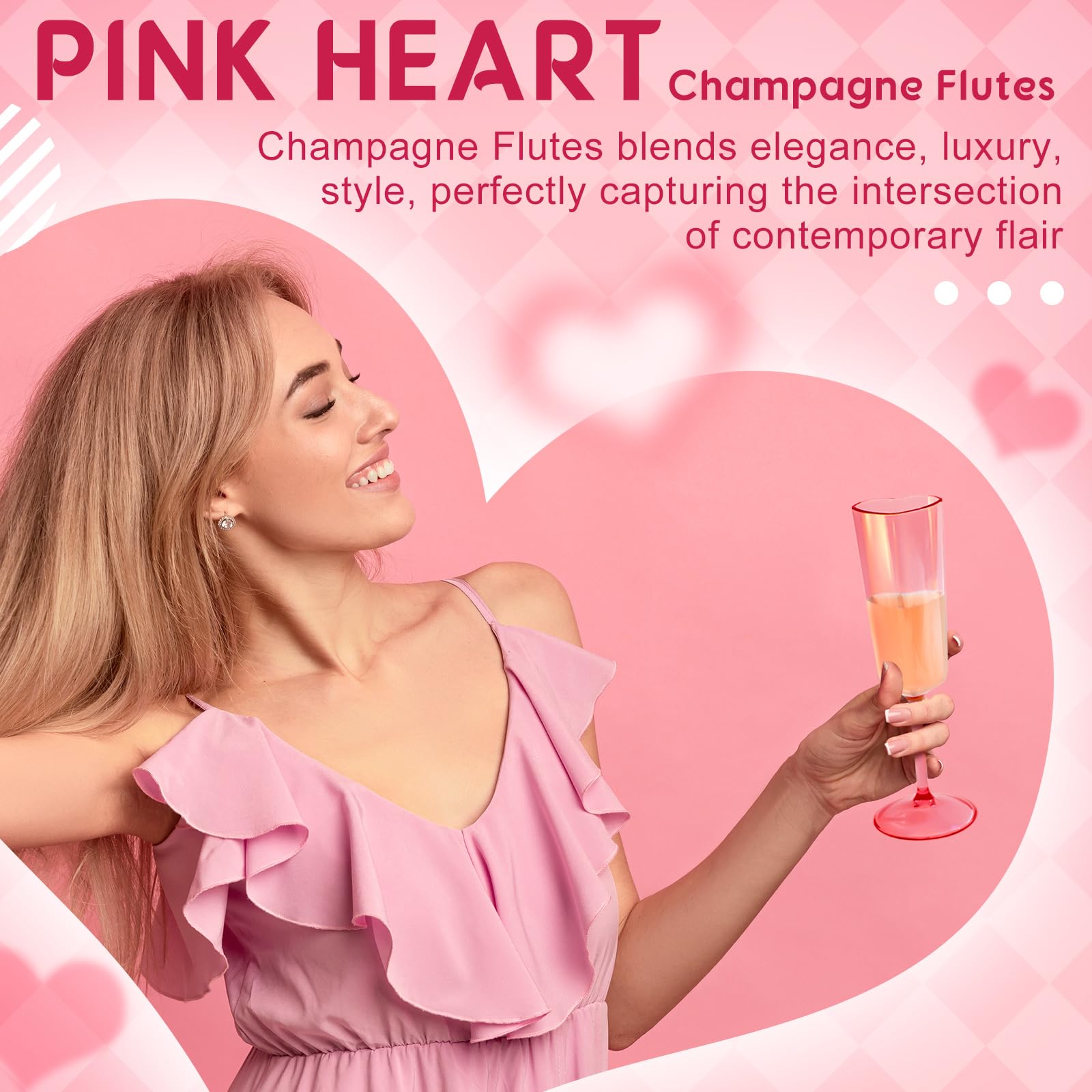 Teenyyou single heart flute filled with champagne showing decorative pour benefit