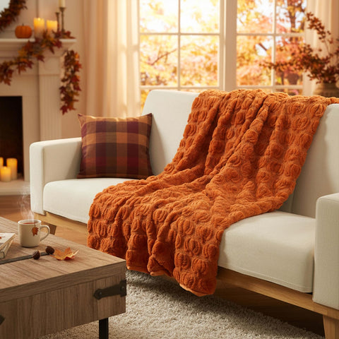 Tegeme folded blanket held by hand, demonstrates portable size